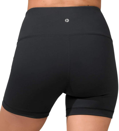 High Waisted Running Yoga Shorts Tummy Control 5” Workout Biker Shorts for Women 2 Pack
